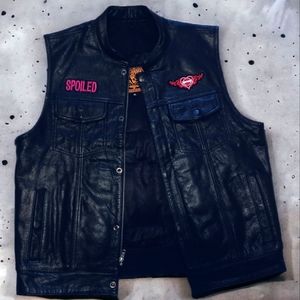 Black Leather Womens Motorcycle Vest Size XL